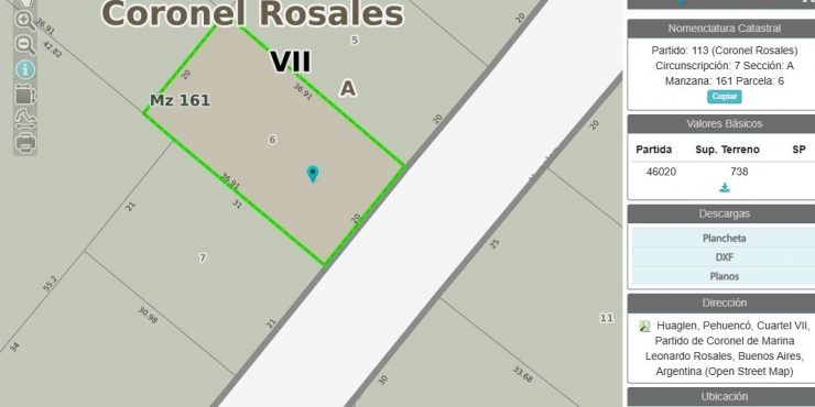 Lote en Pehuenco-Calle Huaglen entre Espora y San Martin